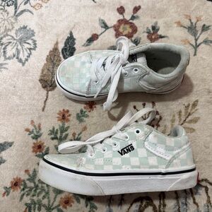 Vans kids seldan canvas light blue and white checkered size 11